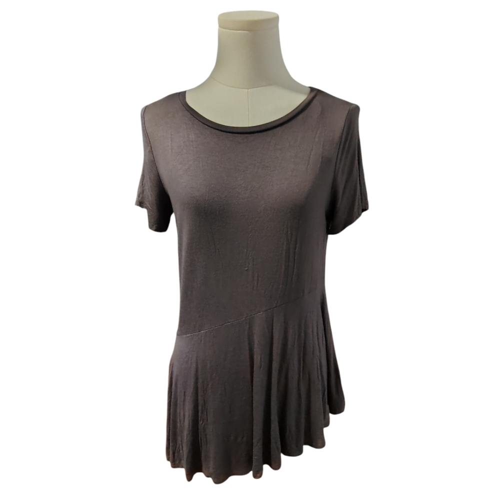 Apt.9 New With Tags Pewter Gray Asymmetrical Hem Stretchy Tee Size Extra Small